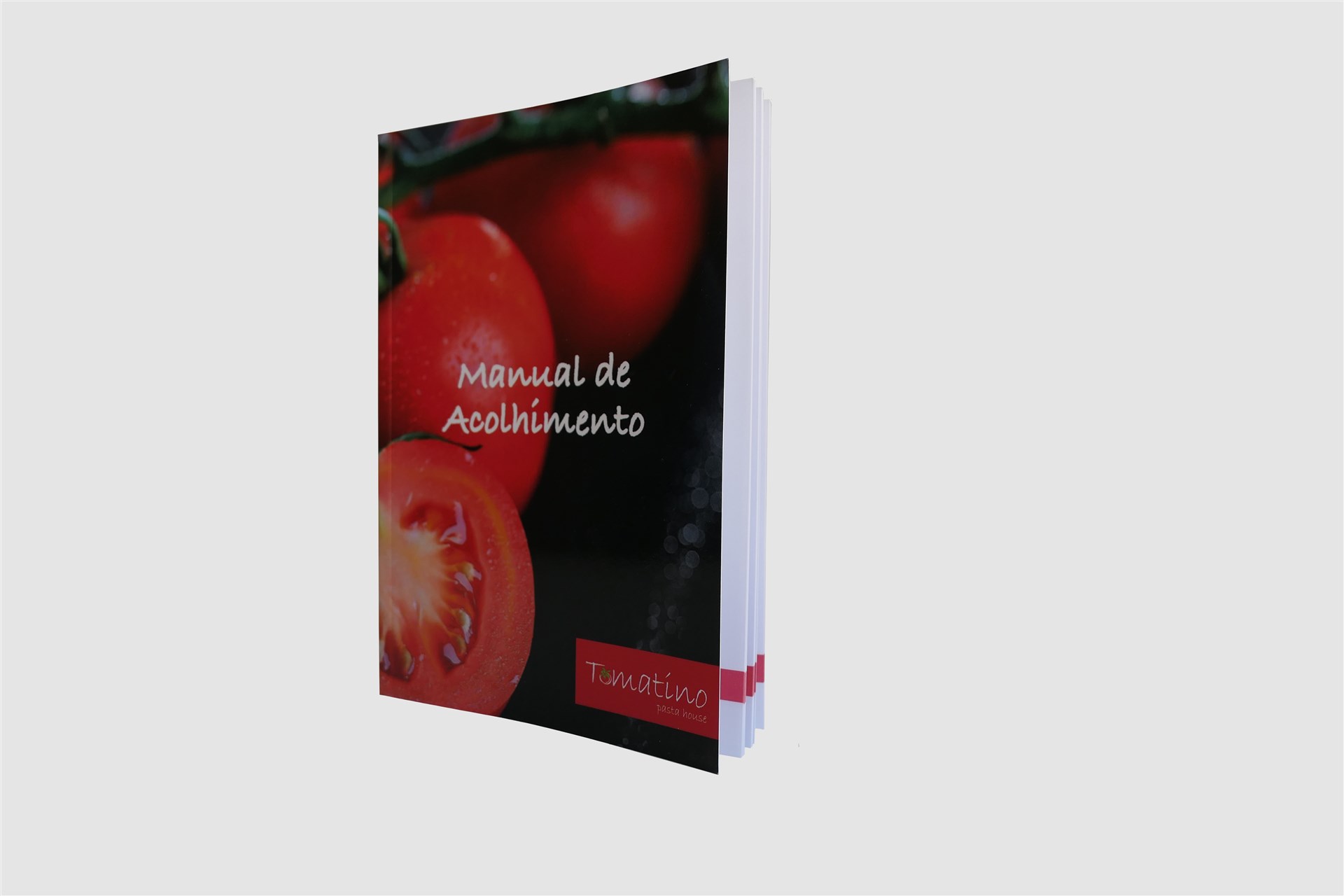  Manual  “Tomatino” com 90 páginas cozido e brochado a capa